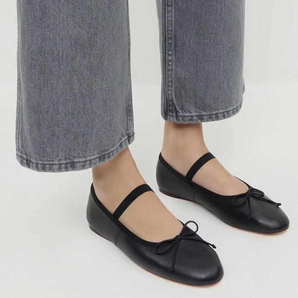 Loeffler Randall Shoes - Loeffler Randall Black Leather Flats with Bow
